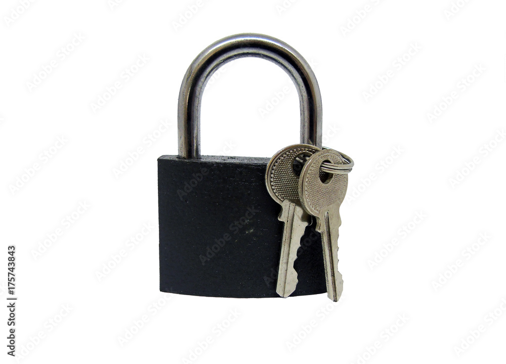 Padlock and Keys Isolated on White Background with Clipping Path Padlock and Keys Isolated on White Background with Clipping Path