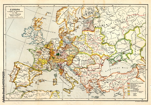 Map of Europe at the beginning of the Reformation around 1520  from Spamers Illustrierte Weltgeschichte  1894  5 1   128 129 