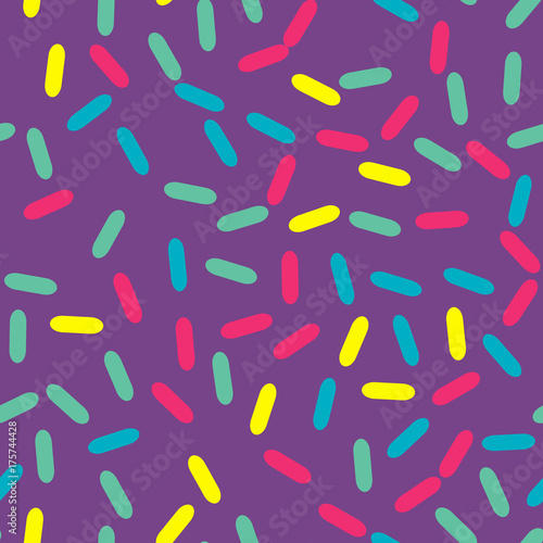Festival seamless pattern with confetti or donut s glaze  sprinkles. Repeating background  vector illustration 