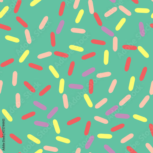 Festival seamless pattern with confetti or donut s glaze  sprinkles. Repeating background  vector illustration 