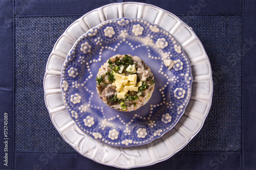 Brazilian food Baiao de 2, beans with rice, meat and cheese .