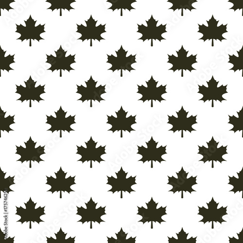 Maple geometric seamless pattern. Halloween flat icon symbol in black color on white background.