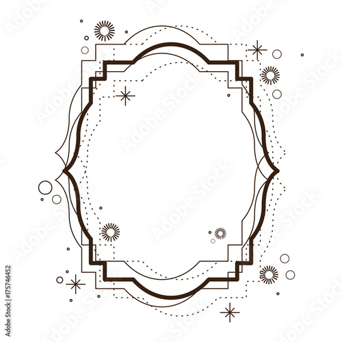 heraldic decorative frame in brown color silhouette with sparks