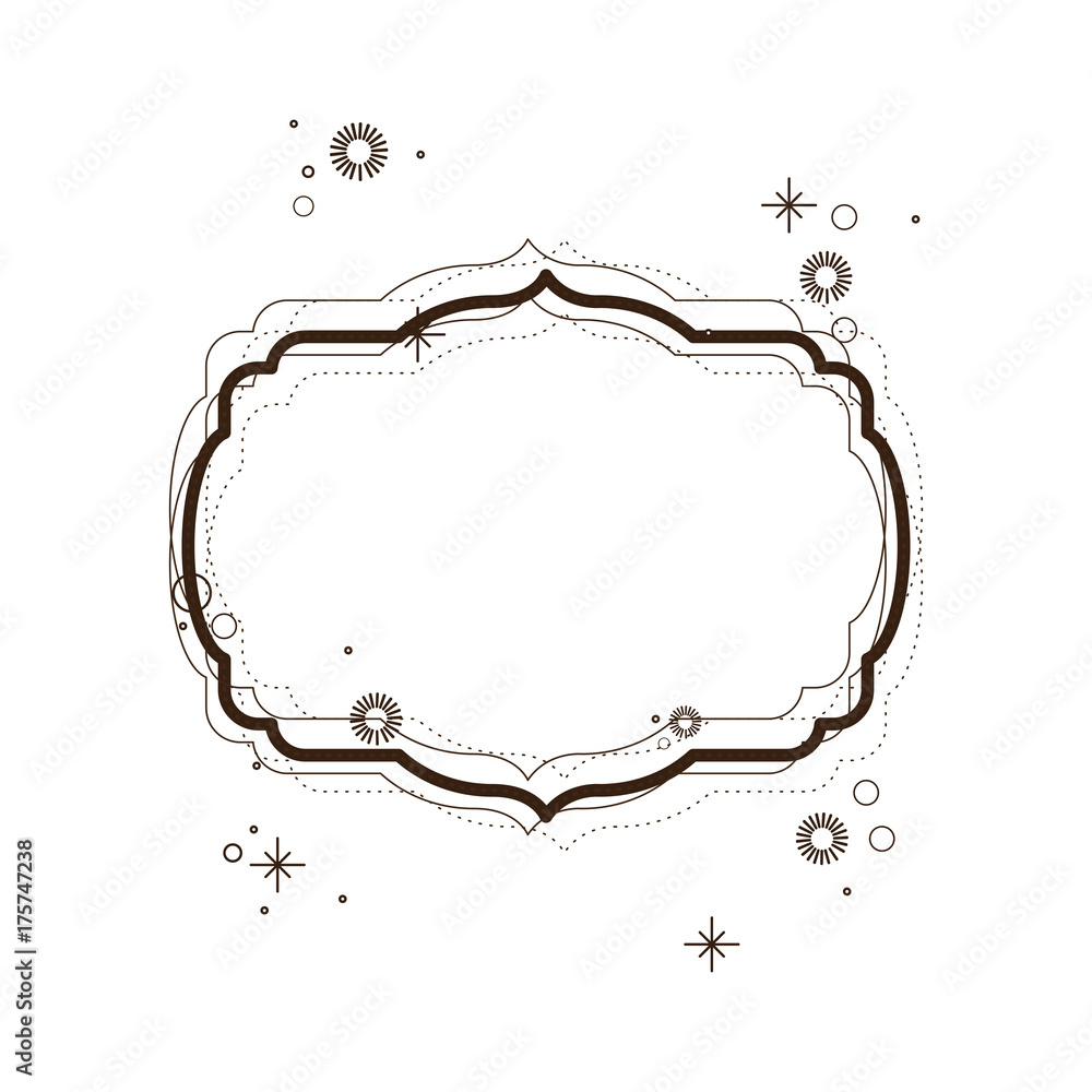 heraldic decorative border in brown color silhouette with sparks