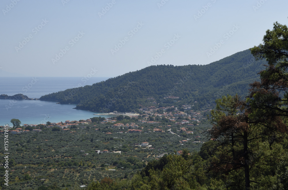 View from mount Ipsarion to the South over the golden beach