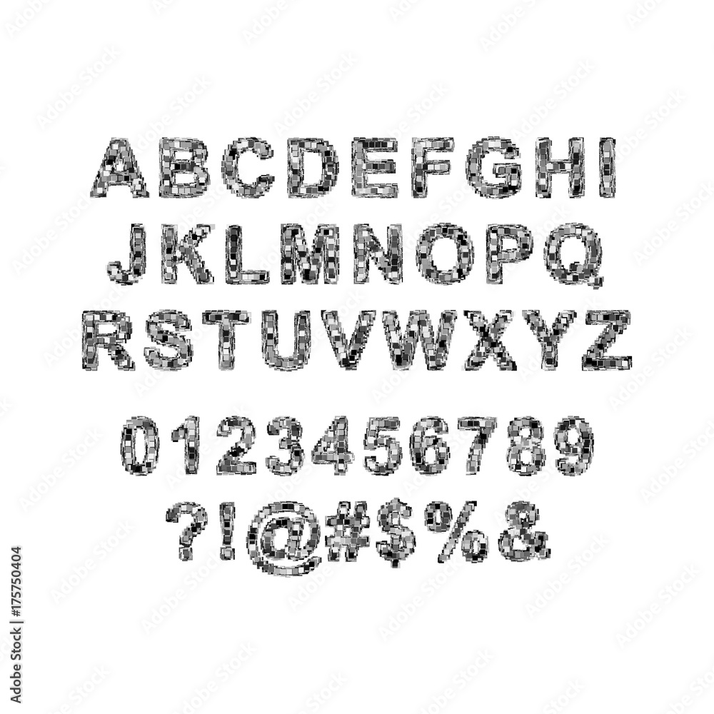 Alphabet pixel vector art