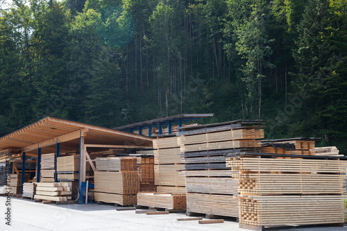 Sawmill storage of wooden planks