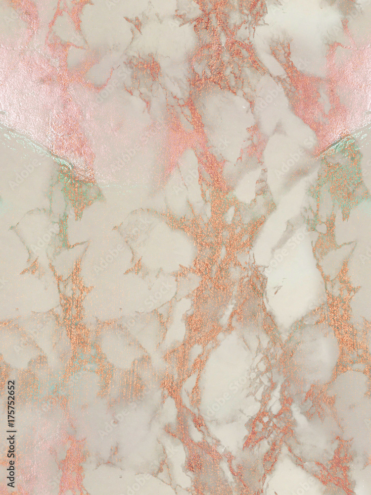 Rosegold marble seamless background. Repeating shiny, glitter and glossy  effect for an elegant and feminine wallpaper. Stock Illustration