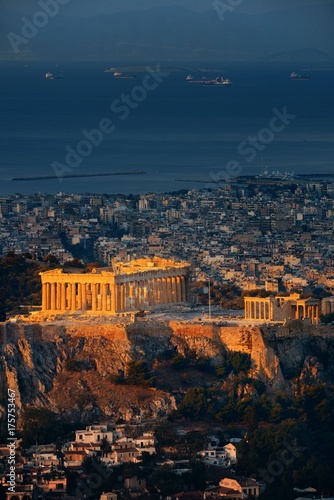 Athens skyline sunrise from Mt Lykavitos