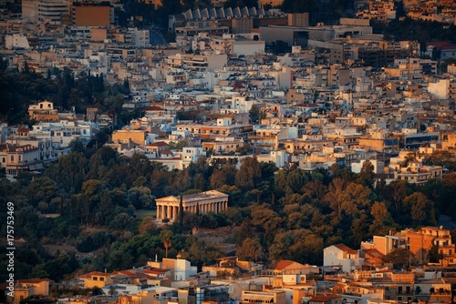 Temple of Hephaestus mountain top view tilt shift