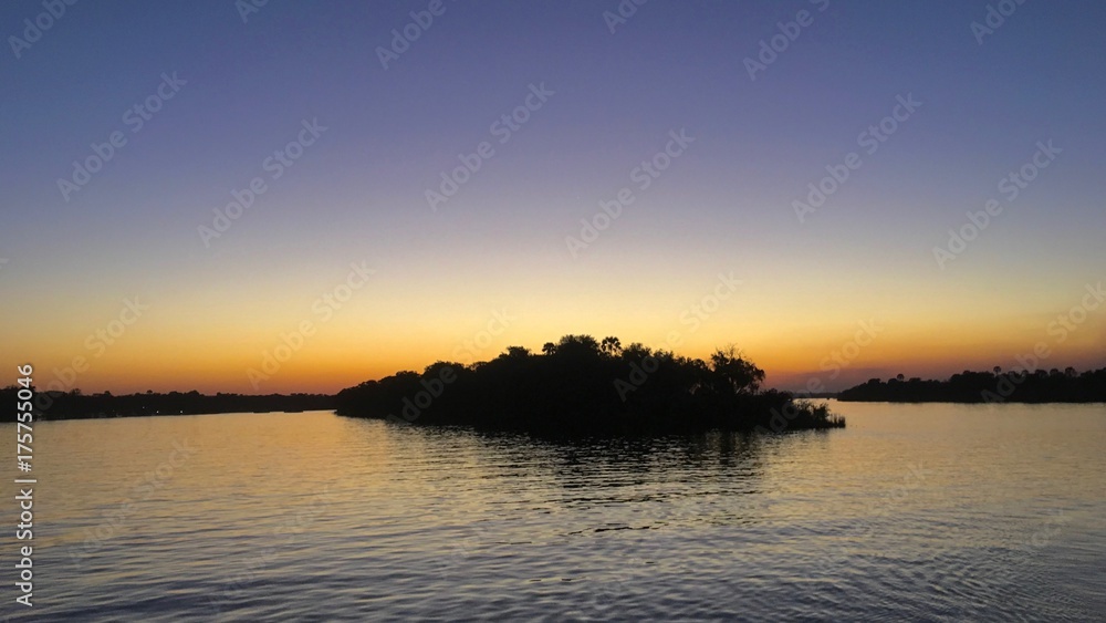 Sunset at Zambezi River in Zimbabwe, Africa