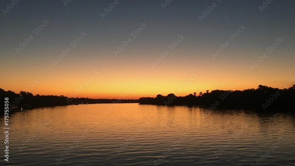 Sunset at Zambezi River in Zimbabwe