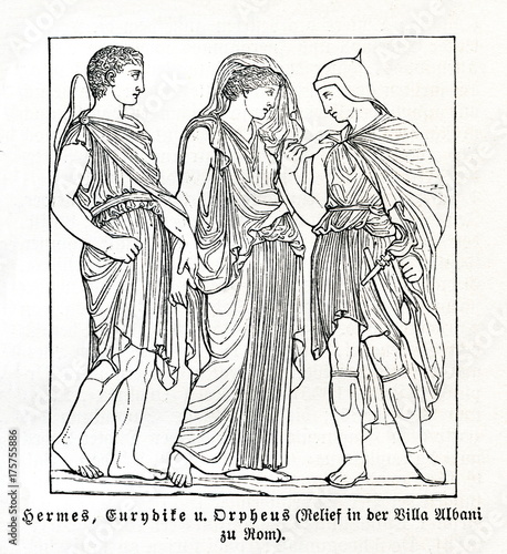 Hermes, Eurydice and Orpheus; Villa Abani, Roma (from Meyers Lexikon, 1896, 13/253) photo