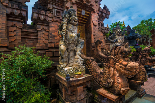 Statues at the entrance of a hinduist temple in Bali, Indonesia.