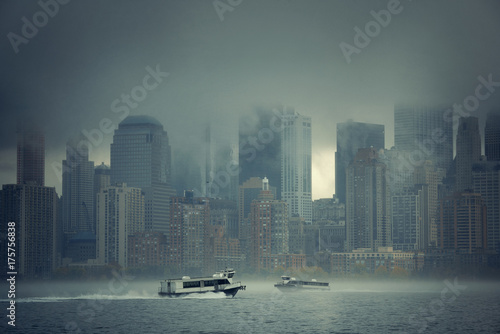 Photography New York City downtown fog