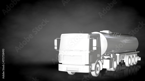 3d rendering of a white reflective truck on a dark background