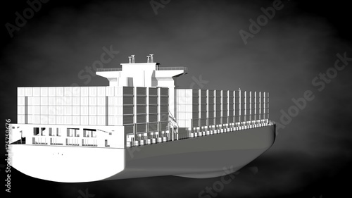 Fototapeta Naklejka Na Ścianę i Meble -  3d rendering of a white reflective ship on a dark background