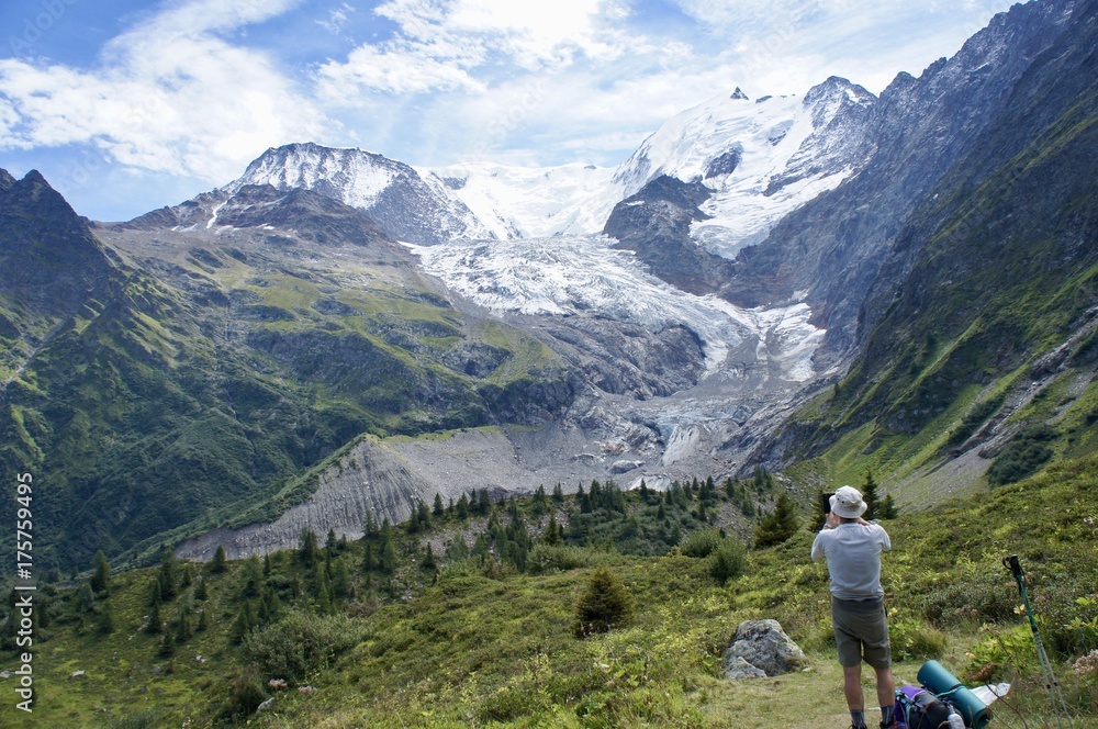Admiring a Glacier on the Tour du Mont Blanc