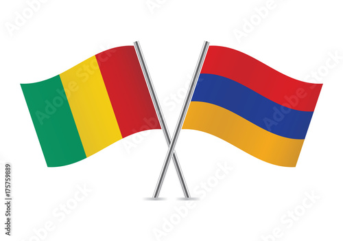 Guinea and Armenia flags.Vector illustration.
