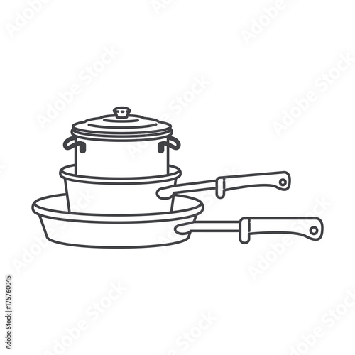 stewpan and cooking pot stack monochrome silhouette