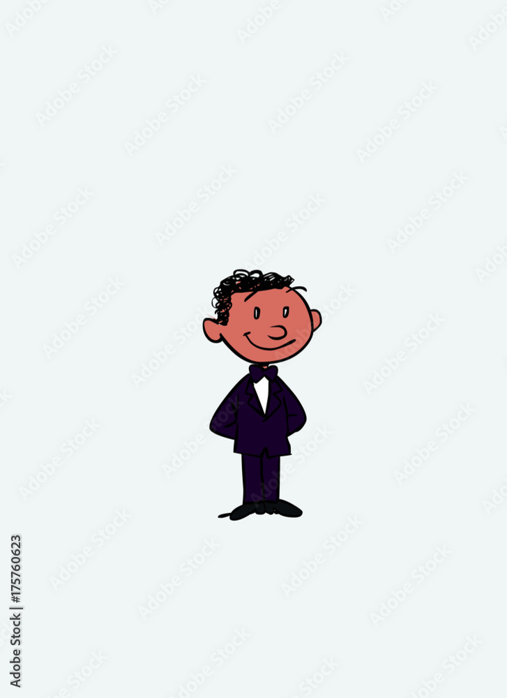 Black groom in relaxed and happy attitude. Vector isolated character. Black groom in relaxed and happy attitude. Vector isolated character.