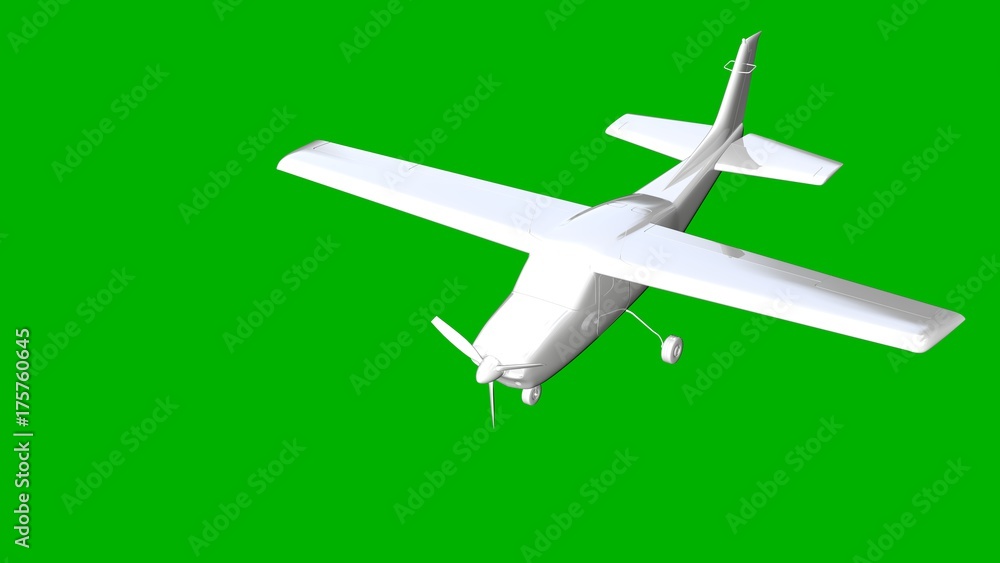 isolated white 3d rendering of an airplane on a green background