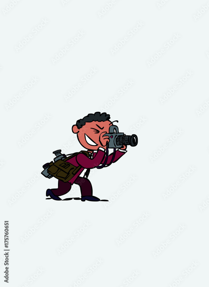 Black photographer working. Vector isolated character. Black photographer working. Vector isolated character.