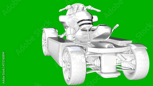 isolated white 3d rendering of a motor on a green background