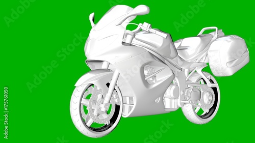 isolated white 3d rendering of a motor on a green background