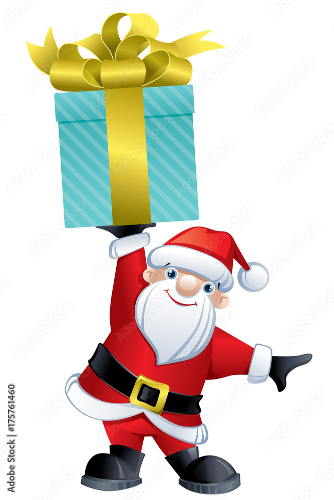 Cute Santa Claus holding a present Cute Santa Claus holding a present