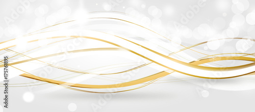 Welle Wellen Hintergrund Gold Weiß Band Banner Silber Grau 