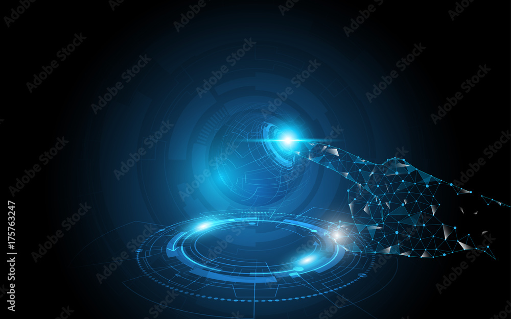 Hand touch the future abstract background innovation concept vector ...