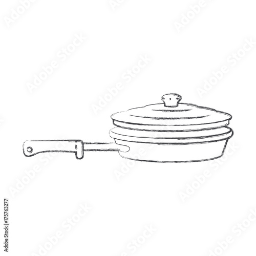 stewpan with handle and lid monochrome blurred silhouette