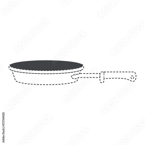 stewpan with handle black silhouette and dotted contour