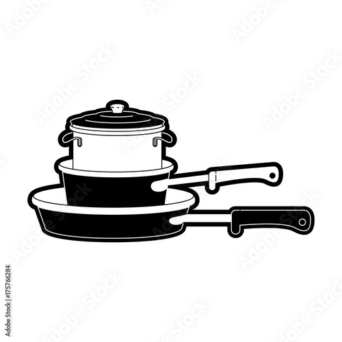 stewpan and cooking pot stack black silhouette