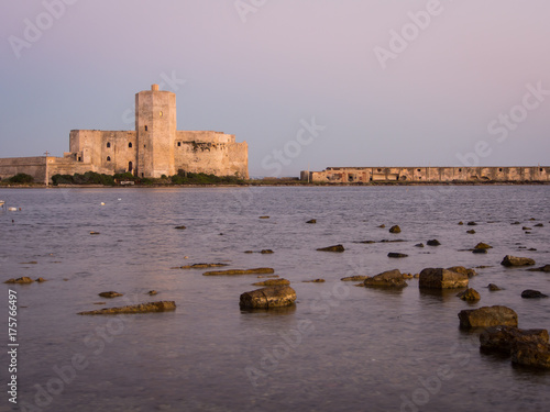 Castle of Colombaia located on a small island in front of the Trapani's harbor