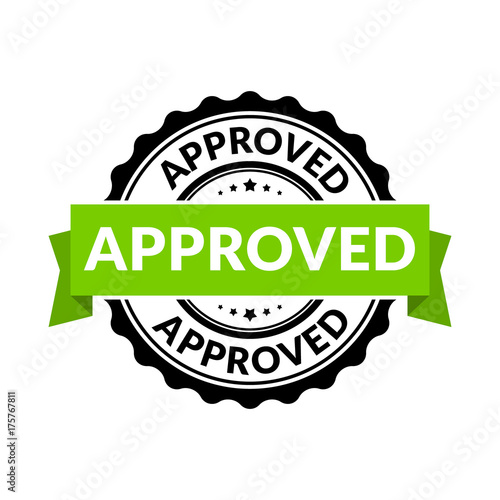 Approved seal stamp sign. Vector rubber round permission symbol for approval background