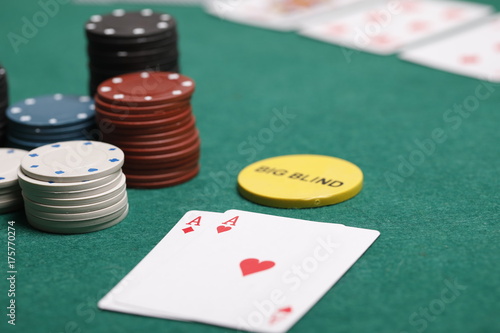 Texas Hold'em two aces with chips