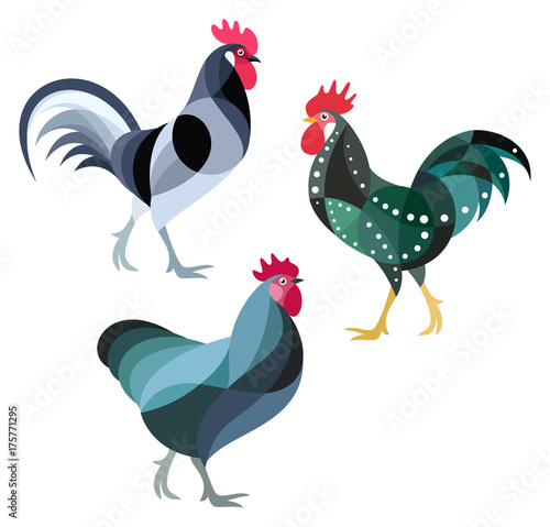 Stylized Chickens - Roosters