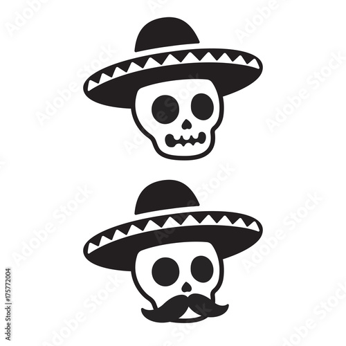 Mexican skull in sombrero