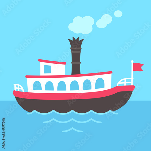 Cartoon steamboat ship