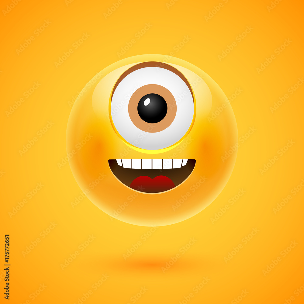 Happy smiley cyclpos vector illustration. Cartoon character emoji