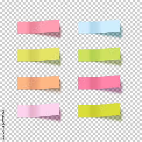 Note sticky sticker isolated. Adhesive office paper tape vector illustration. Notes sticker on transparent