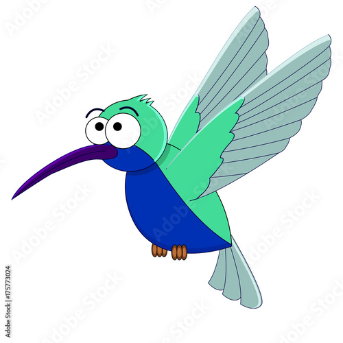 Cute cartoon hummingbird
