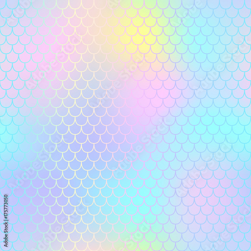 Magic mermaid seamless pattern. Candy color pastel backdrop. Mermaid tail seamless pattern tile