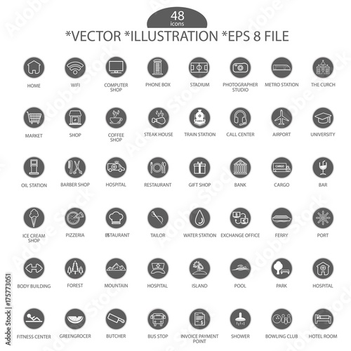 Artistic Grey Icon Set, Vector, Illustration, Eps File