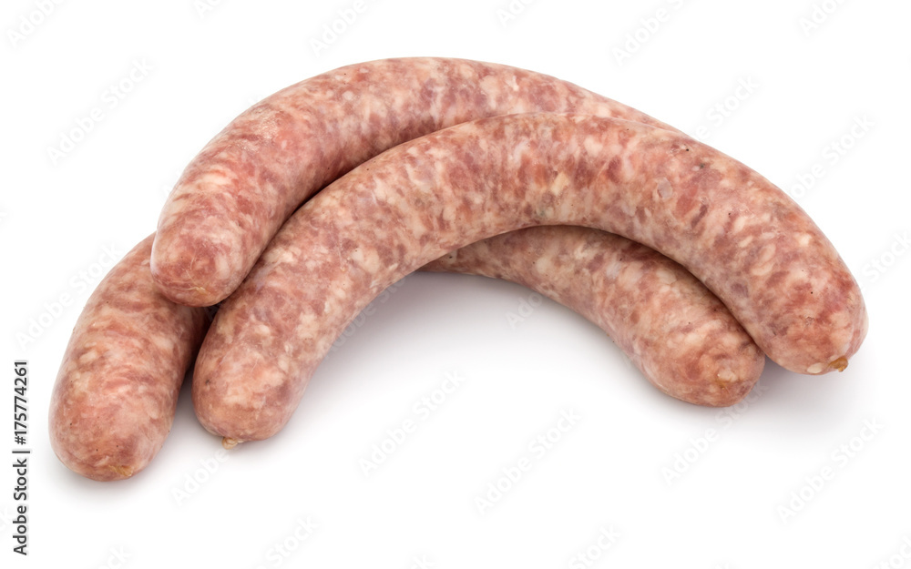 Raw sausage isolated on white background Raw sausage isolated on white background