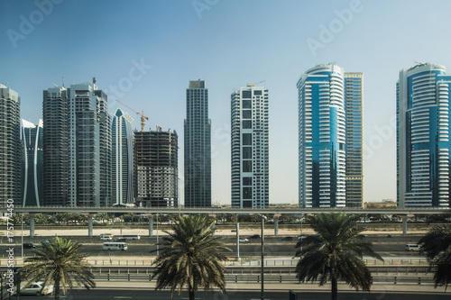 Highway and metro in Dubai, UAE © arianarama
