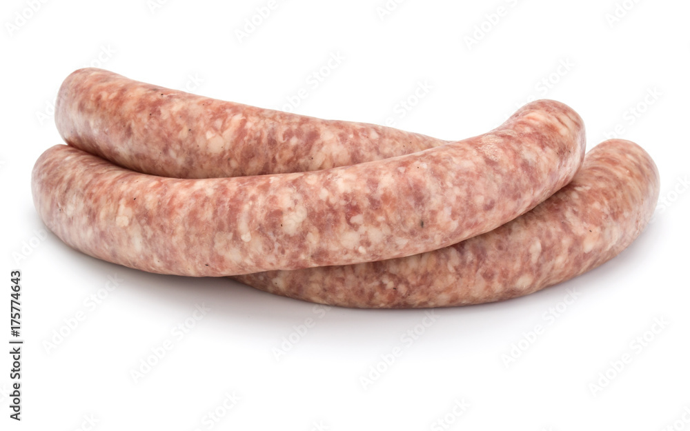 Raw sausage isolated on white background Raw sausage isolated on white background