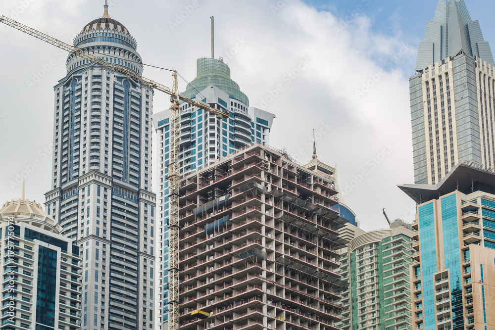 Detail view of house construction site in Dubai Detail view of house construction site in Dubai